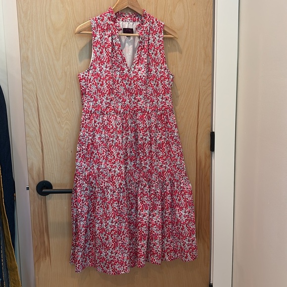 J. Crew Sleeveless Dress Liberty Wiltshire Tiered Midi Size Small - Picture 2 of 7